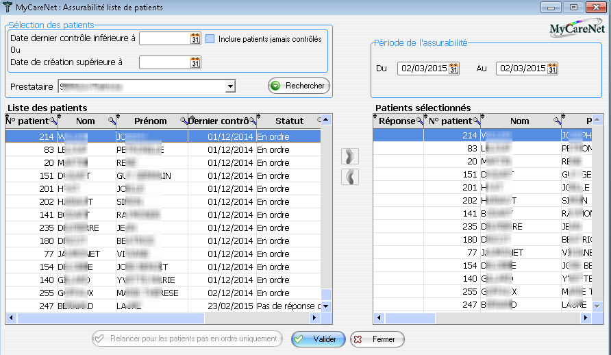 Capture d'écran des fonctionnalités dans Inficyc. Vous pourrez gérer vos communication avec MyCareNet.