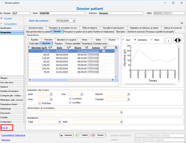 Capture d'écran des fonctionnalités dans Inficyc. Vous pourrez gérer vos patients plus simplement et retrouvez les informations liées.